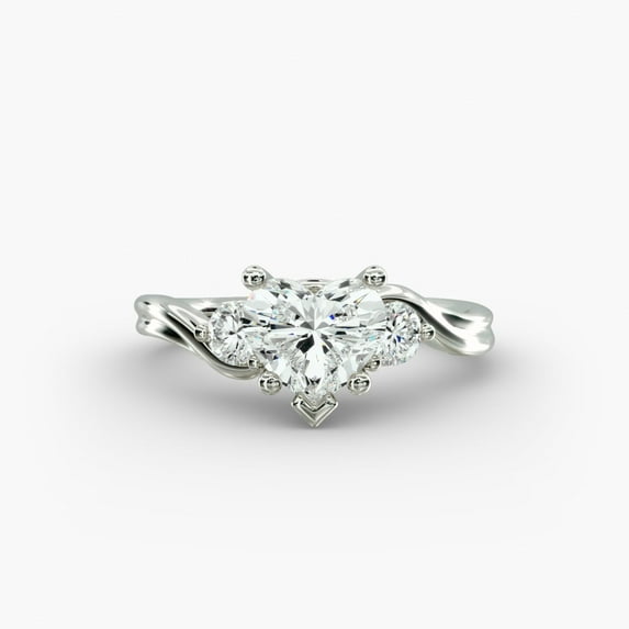 Oryn Jewel 2.3 Ct Asscher Cut Diamond Ring - 14K White Gold Plated Ring - Three Stone Engagement Wedding Rings - Christmas Engagement Diamond Ring for Women - Swirl Stunning Anniversary Gifts