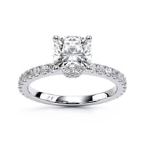 Oryn Jewel 2.3 Ct Cushion Cut Diamond Solitaire Engagement Ring with Accent Diamonds – Lab-Created Simulated Diamond - 14K White Gold Over Wedding Ring for Women's - 50th Birthday Gifts