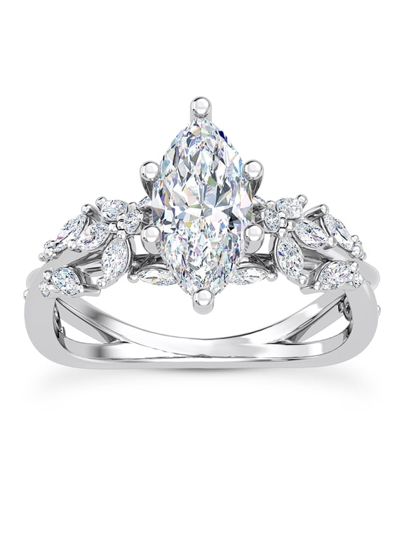 2.3 Ct Marquise Cut Lab Created Diamond Solitaire Ring for Women - Butterfly and Bee Vine Twist Design Engagement Ring in 14K White Gold Over - Stylish Lab Grown Diamond Ring for Her