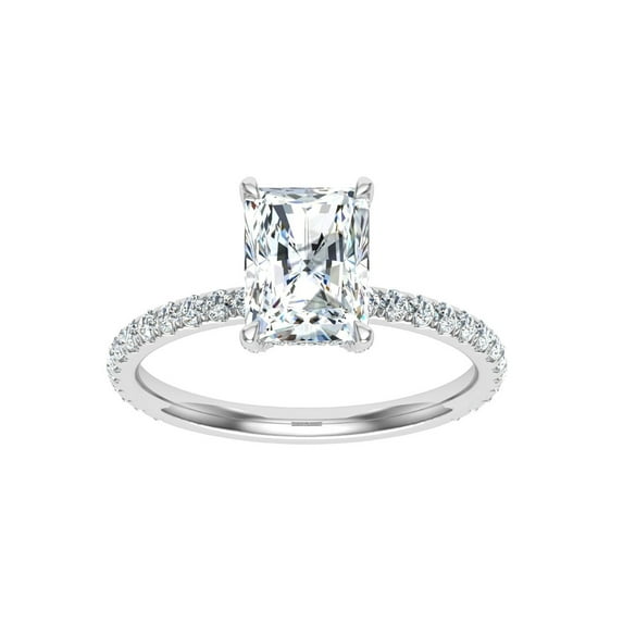 Oryn Jewel 2.5 Ct Radiant Cut Lab-Created Simulated Diamond Engagement Ring - Halo Design with Accents Rings - 14K White Gold Over Ring - Chic Style for Women - Memorable Gift for Her