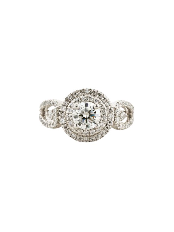 2.5 Ct Round Cut Lab-Created Simulated Diamond Ring - 14K White Gold Over - Double Halo Solitaire with Accents Ring - Thoughtful Gift for Her - Luxurious Jewelry for Celebrating Life's