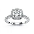 thumbnail image 1 of Oryn Jewel 2 Ct Cushion Cut Halo Engagement Ring - 14K White Gold Over - Lab-Created Simulated Diamond - Prong Setting Wedding Ring for Women - Perfect Gift for Her - Birthday Gifts for Her, 1 of 6