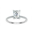 thumbnail image 1 of Oryn Jewel 2 Ct Emerald Cut Lab Created Diamond Ring - 14K White Gold Over Hidden Halo Engagement Wedding Ring - Solitaire with Accents Diamond Ring for Her - Gift for Marking Milestones, 1 of 6
