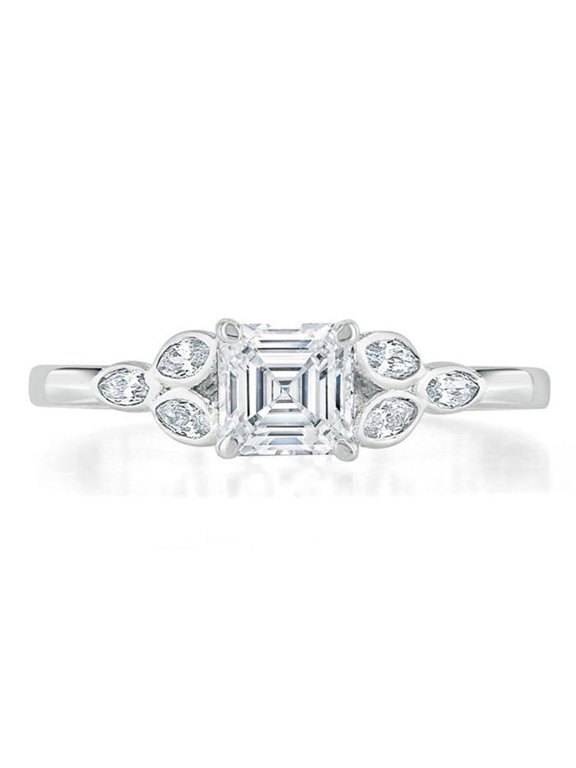 2 Ct Lab-Created Asscher Cut Diamond Ring - 14K White Gold Over Split Shank Setting - Classic Solitaire Ring for Women - Elegant Wedding Ring - Timeless Diamond Ring for Her