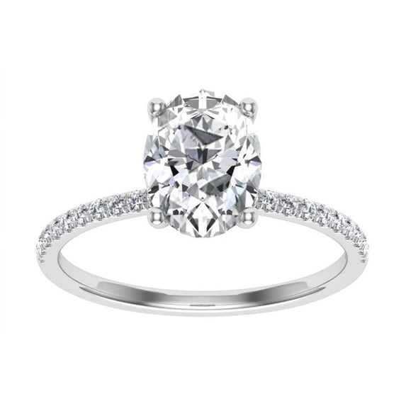 Oryn Jewel 2 Ct Oval Cut Lab-Created Simulated Diamond Ring - 14K White Gold Over - Timeless Solitaire with Accents - Enchanting Engagement Ring for Women - Unique Gift for Her