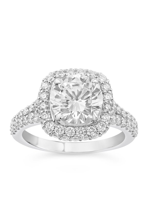Excellent 2.1 Ct Cushion Cut Lab Created Simulated Diamond Band - 14K White Gold Plated Diamond Halo Bands - Beautiful Wedding Fine Bands - Party Wear Diamond Bands
