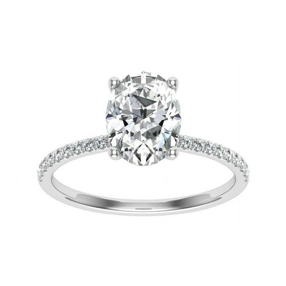 Oryn Jewel Oval Cut 1.7 Ct Lab-Created Diamond Ring - 14K White Gold Over - Split Shank Solitaire with Accents - Elegant Wedding Ring for Women - Prong Setting Diamond Ring - Perfect Gift
