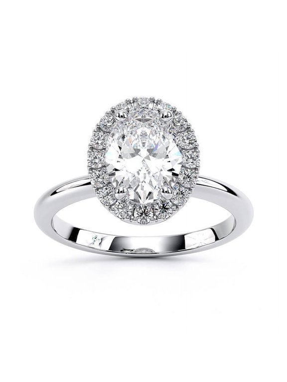 14K White Gold Over Ring for Her - 1.9 Oval Cut Diamond Ring - Simple Wedding Ring for Women's - Mothers Day Gifts from Daughter - Forever Diamond Ring for Girls -Graduation Gifts