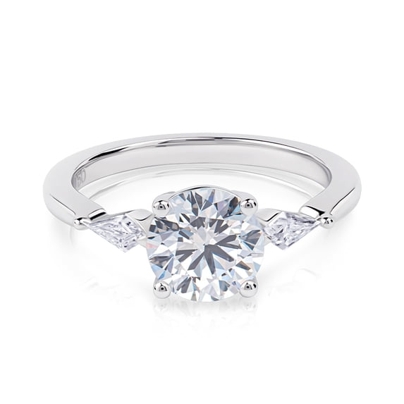 Oryn Jewel Round Cut Three Stone 1.6 Ct Engagement Ring - Lab-Created Simulated Diamond - 14K White Gold Over Rings - Classic Solitaire Wedding Ring for Women - Gift for Special Occasions