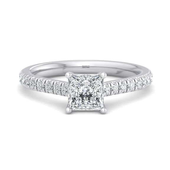 Oryn Jewel Women's 1.5 Ct Lab Created Diamond Ring - Princess Cut Bezel Set Solitaire with Accents Engagement Ring - 14K White Gold Over Ring - Trendy Jewelry Gift - Daily Wear Diamond Ring