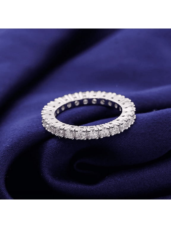 ry 1.1 Ct Round Brilliant Moissanite Ring for Women - 14K White Gold Plated Rings - Stackable Moissanite Gift Jewelry - Clearance Wedding Proposal