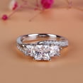 thumbnail image 1 of Oryn Jewelry 1.8 Ct Princess Cut Excellent Moissanite Ring - 14K White Gold Plated Band - 3 Stone Moissanite Bypass Style - Birthday Gift Band for Her, 1 of 6