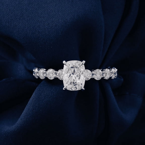 Oryn Jewelry 1.9 Ct Radiant Cut Moissanite Ring – 14K White Gold Plated Women's Prong Set Engagement Jewelry – Holiday Gift for Her