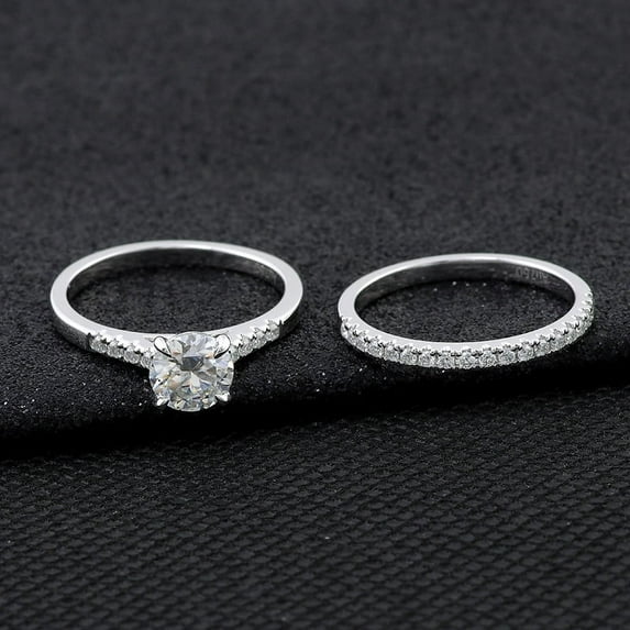 Oryn Jewelry 14K White Gold Plated 14K Moissanite Ring - 1.9 Ct Brilliant Round Cut Moissanite Band - Solitaire Ring with Simple Moissanite Jewelry - Timeless Engagement Wedding Rings for Couples