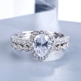 thumbnail image 1 of Oryn Jewelry 14K White Gold Plated Bands - 2 Ct Moissanite Pear Cut Bands - Halo Bridal Set Wedding Bands for Women - Modern Milgrain Engagement Bands - Party Moissanite Jewelry, 1 of 6