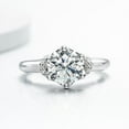 thumbnail image 1 of Oryn Jewelry 14K White Gold Plated Moissanite Ring - 2.1 Ct Round Brilliant Moissanite Ring - Classic Solitaire Ring with Accent Moissanite - Women’s Engagement Wedding Jewelry, 1 of 6