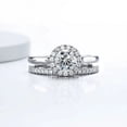 thumbnail image 1 of Oryn Jewelry 14K White Gold Plated Moissanite Ring - 2 Ct Round Brilliant Cut Moissanite Ring - Women’s Halo Moissanite Rings - Two Ring Bridal Set - Elegant Jewelry for Her, 1 of 6