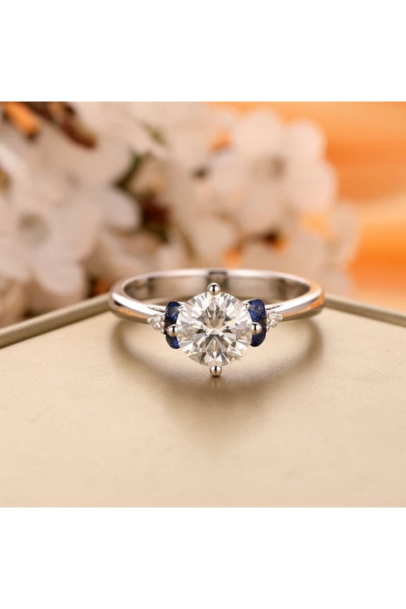 ry 14K White Gold Plated Rings - 1.7 Ct Brilliant Round Moissanite - Stackable Sterling Moissanite Ring - Clearance Jewelry for Special Moments