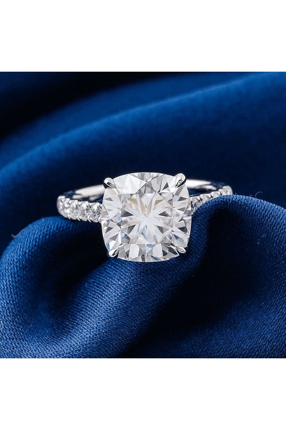 ry 2.1 Ct Cushion Cut Moissanite Gift Ring – 14K White Gold Plated Band for Women – Stacking Bridal Engagement Jewelry – Special Occasion Design