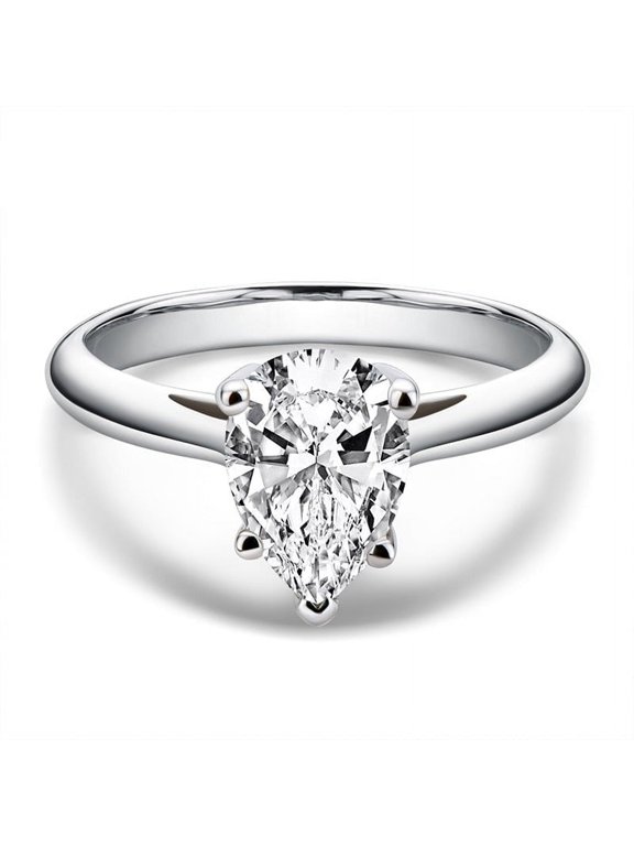 ry 2.4 Ct Round Cut Moissanite Ring - Five-Stone Anniversary Band - 14K White Gold Plated - Stacking Wedding Ring for Her