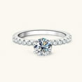 thumbnail image 1 of Oryn Jewelry 2 Ct Brilliant Round Cut Moissanite Ring – 14K White Gold Plated Band – Solitaire Engagement Ring with Accent – Simple Wedding Jewelry, 1 of 5