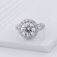 thumbnail image 1 of Oryn Jewelry 2 Ct Round Cut Moissanite Band - 14K White Gold Plated Ring - Elegant Halo Wedding Moissanite Jewelry for Women - Stunning Stackable Split Shank Moissanite Bands Clearance Deal, 1 of 6