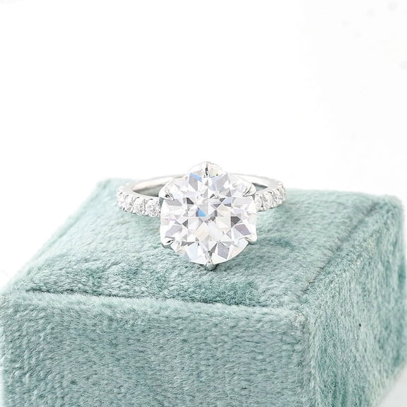 Oryn Jewelry 2 Ct Round Cut Moissanite Ring Gifts - 14K White Gold Plated Ring - Wedding Proposal Jewelry - Women's Anniversary Sterling Ring
