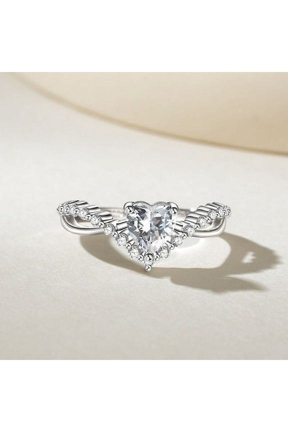 ry Heart Cut 1.5 Ct Moissanite Rings - 14K White Gold Plated Stacking Engagement Rings - Heart Shape Wedding Rings for Women - Romantic Proposal Gift