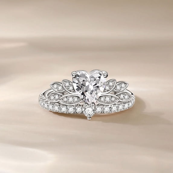 Oryn Jewelry Heart Cut 2.6 Ct Wedding Ring - 14K White Gold Plated Band - Anniversary Moissanite Jewelry Gift for Women - Elegant Engagement Daily Wear Ring