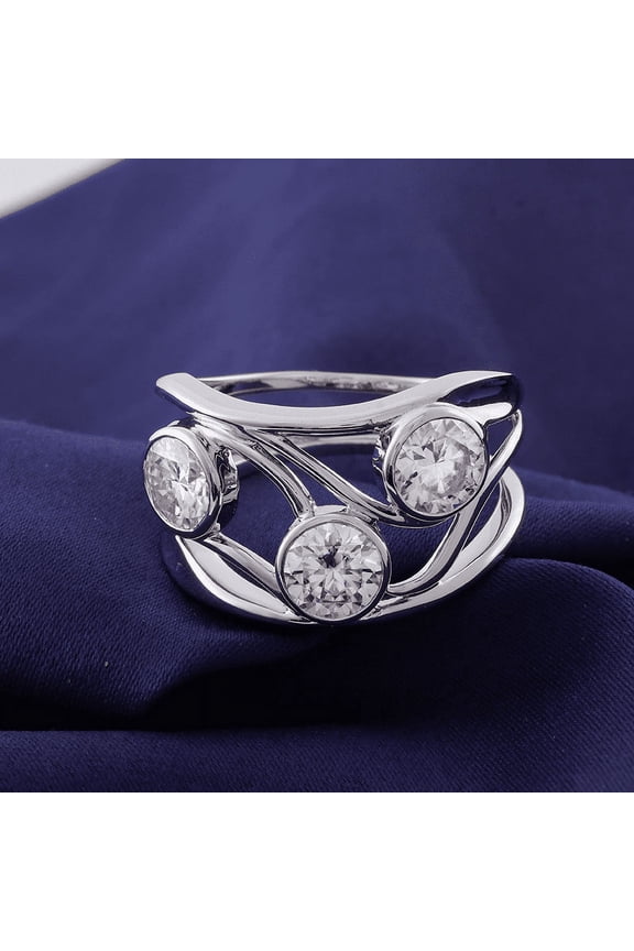 ry Prong Set 1.8 Ct Oval Cut Moissanite Rings - 14K White Gold Plated Rings - Bezel Set Prong Wedding Engagement Rings - Party Split Shank Ring