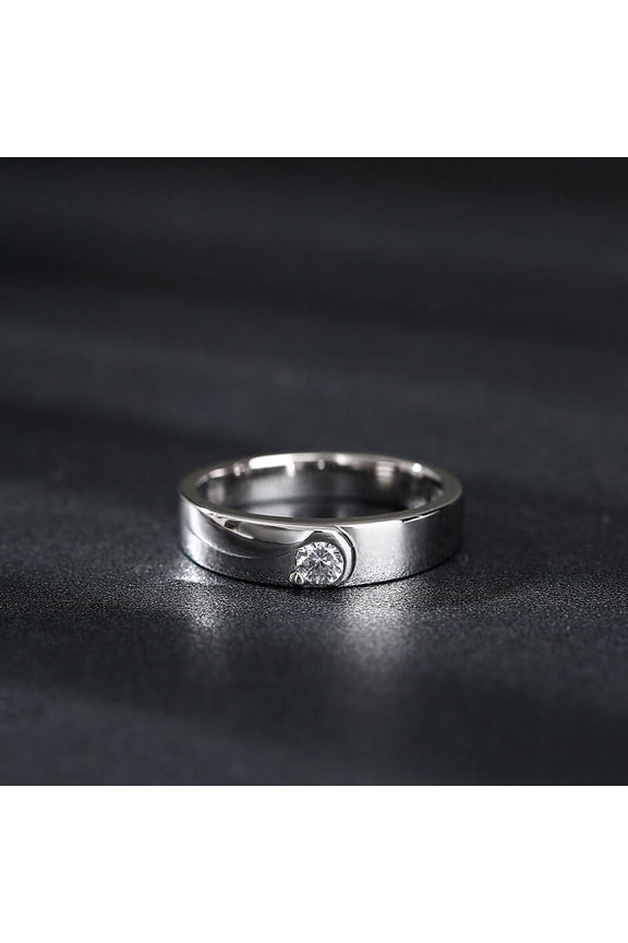 ry Round Cut 1.8 Ct Brilliant Moissanite Ring - 14K White Gold Plated Solitaire Band - Men's Casual Daily Wear Engagement Ring - Wedding Gift for Boys