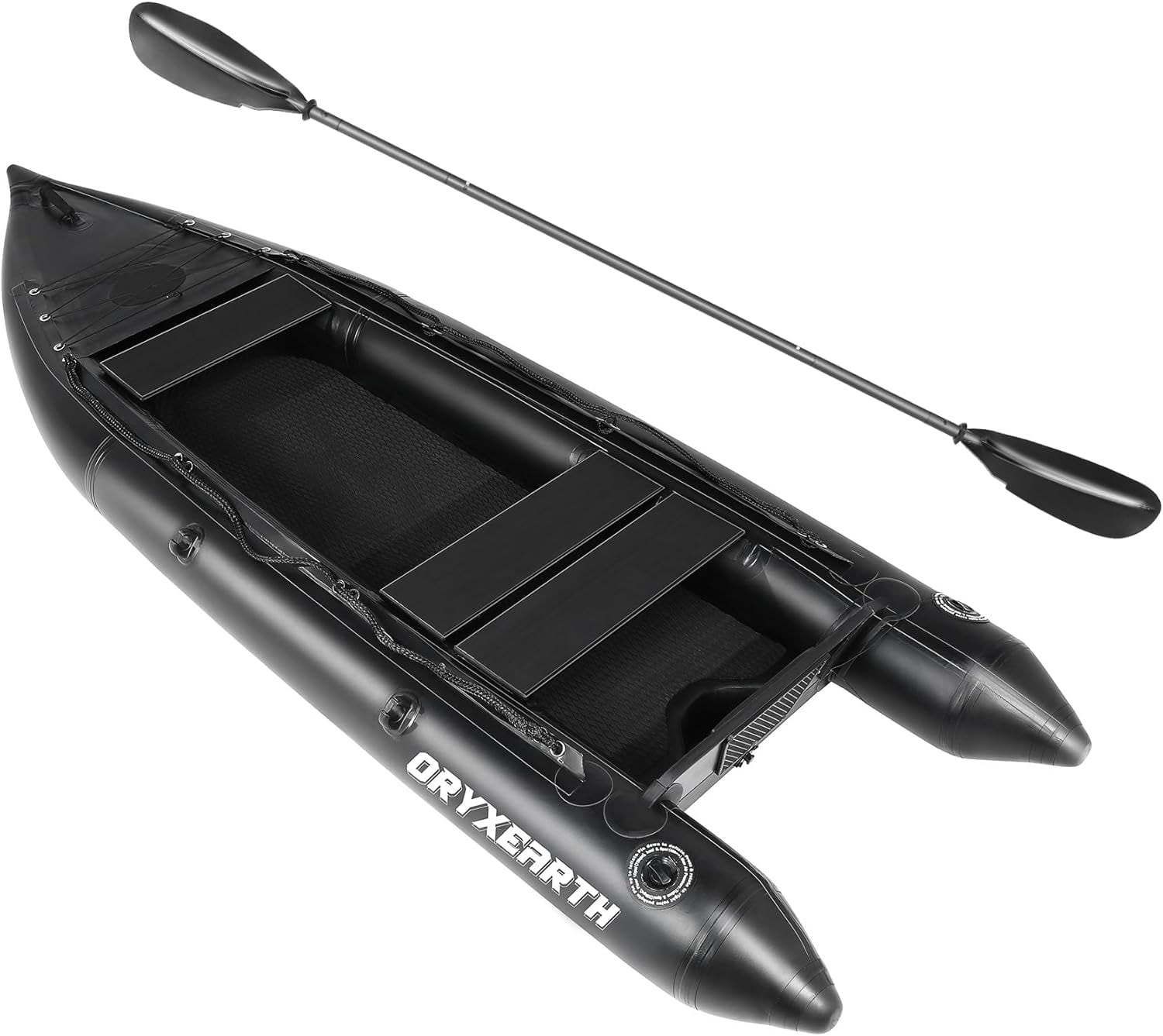 Oryxearth 10.8ft Inflatable Dinghy Boat for Adults, Heavy Duty Inflatable Fishing Pontoon Skiff Boats Sport Tender Rescue Raft with Paddle, Aluminum Alloy Seats, Pump, Fin