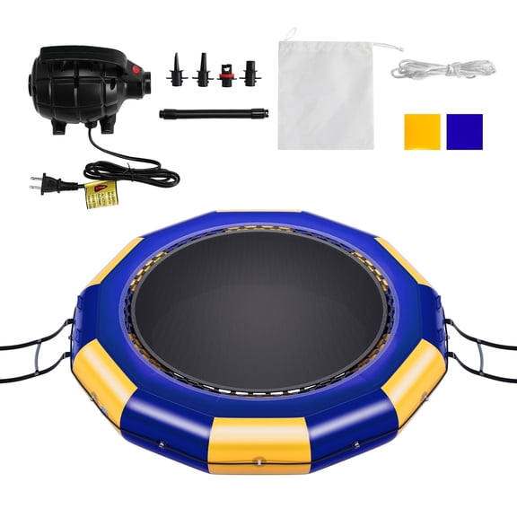 Oryxearth 10ft Water Trampoline for Adults, Inflatable Bounce Swim Platform for Pool Lake, with Ropes, Yellow