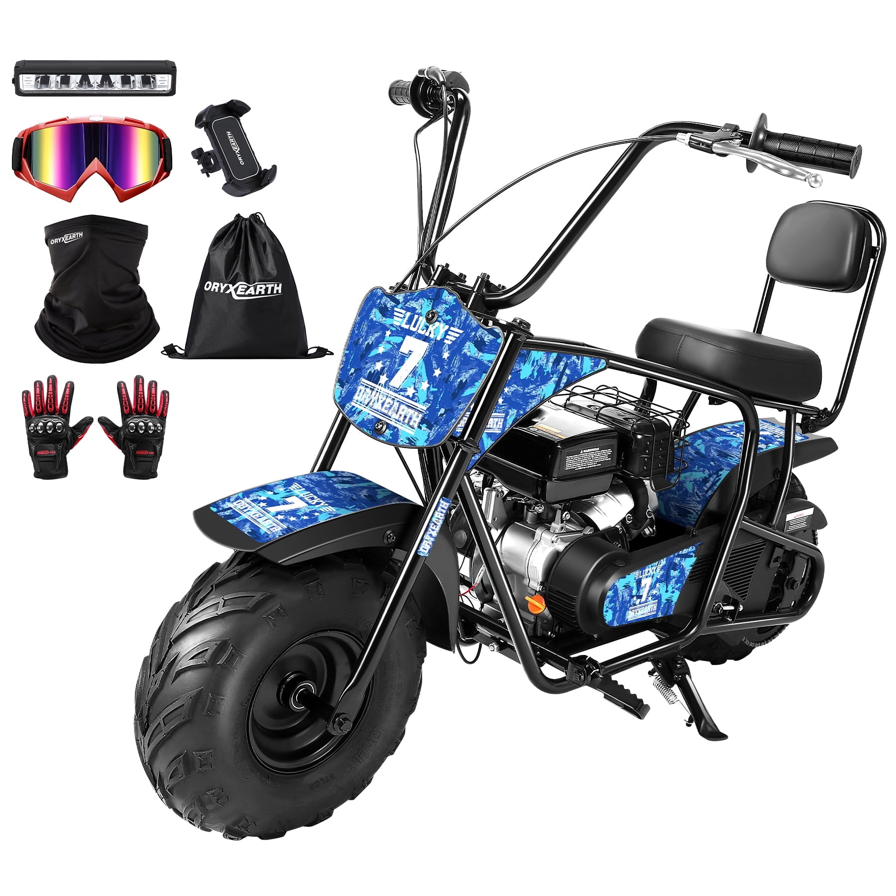 Oryxearth Max OGM99 Gas Powered Mini Dirt Bike,99CC 4 Stroke Off Road Bike for Teens and Adults,up to 18 MPH, Blue