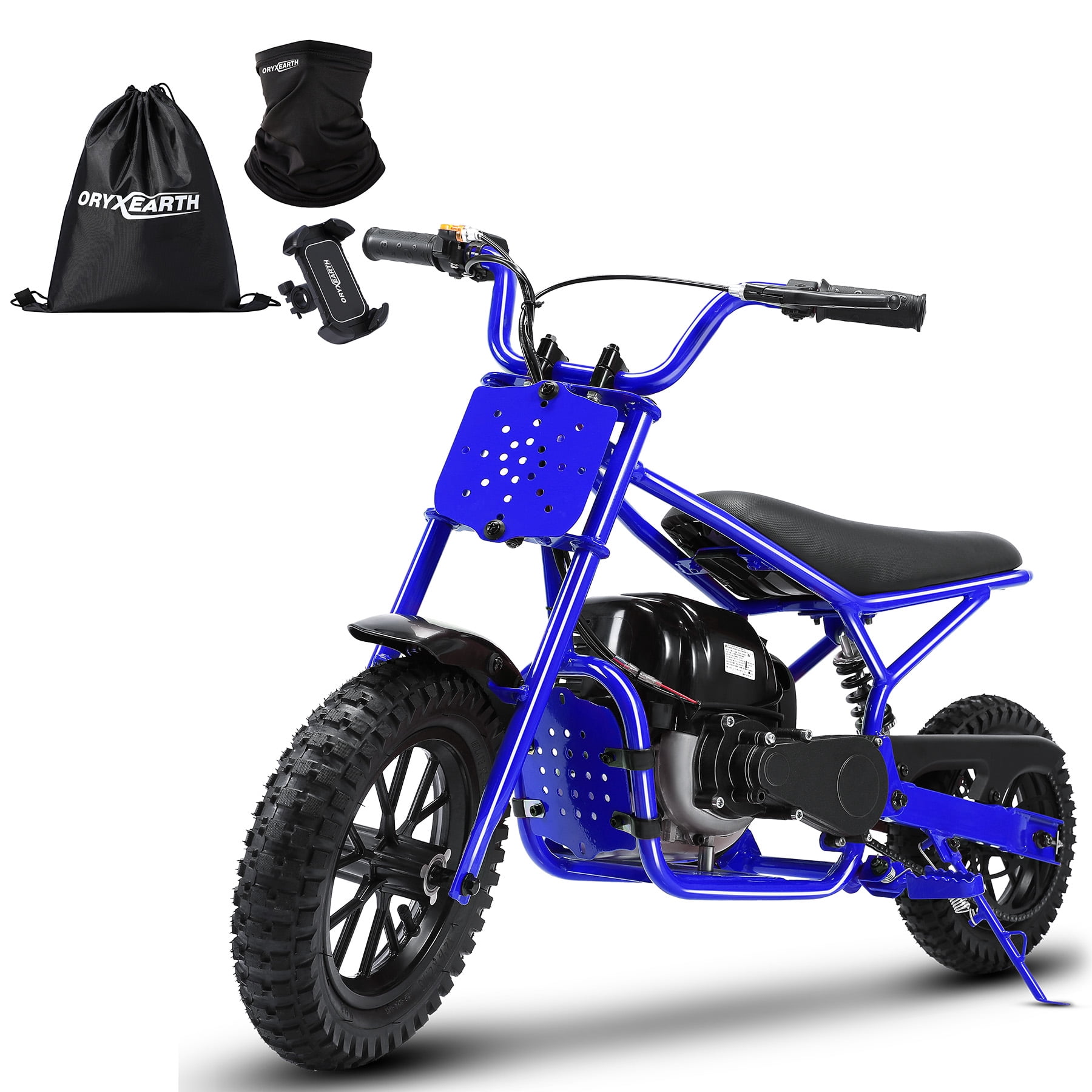 Oryxearth OGM37 Basic Mini Bike Gas Powered, 4-Stroke off Road Bike for Teens, Easy Pull Start, Blue