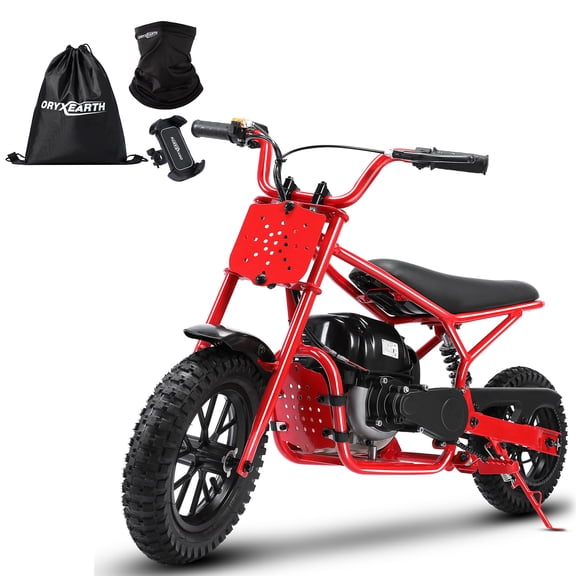 Oryxearth OGM37 Basic Mini Bike Gas Powered, 4-Stroke off Road Bike for Teens, Easy Pull Start,Red
