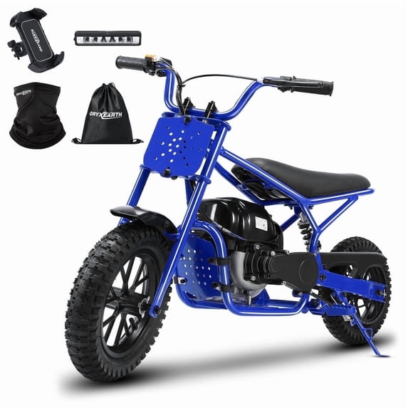 Oryxearth OGM37 Plus Mini Bike Gas Powered, 4-Stroke off Road Bike for Teens, Easy Pull Start, Blue