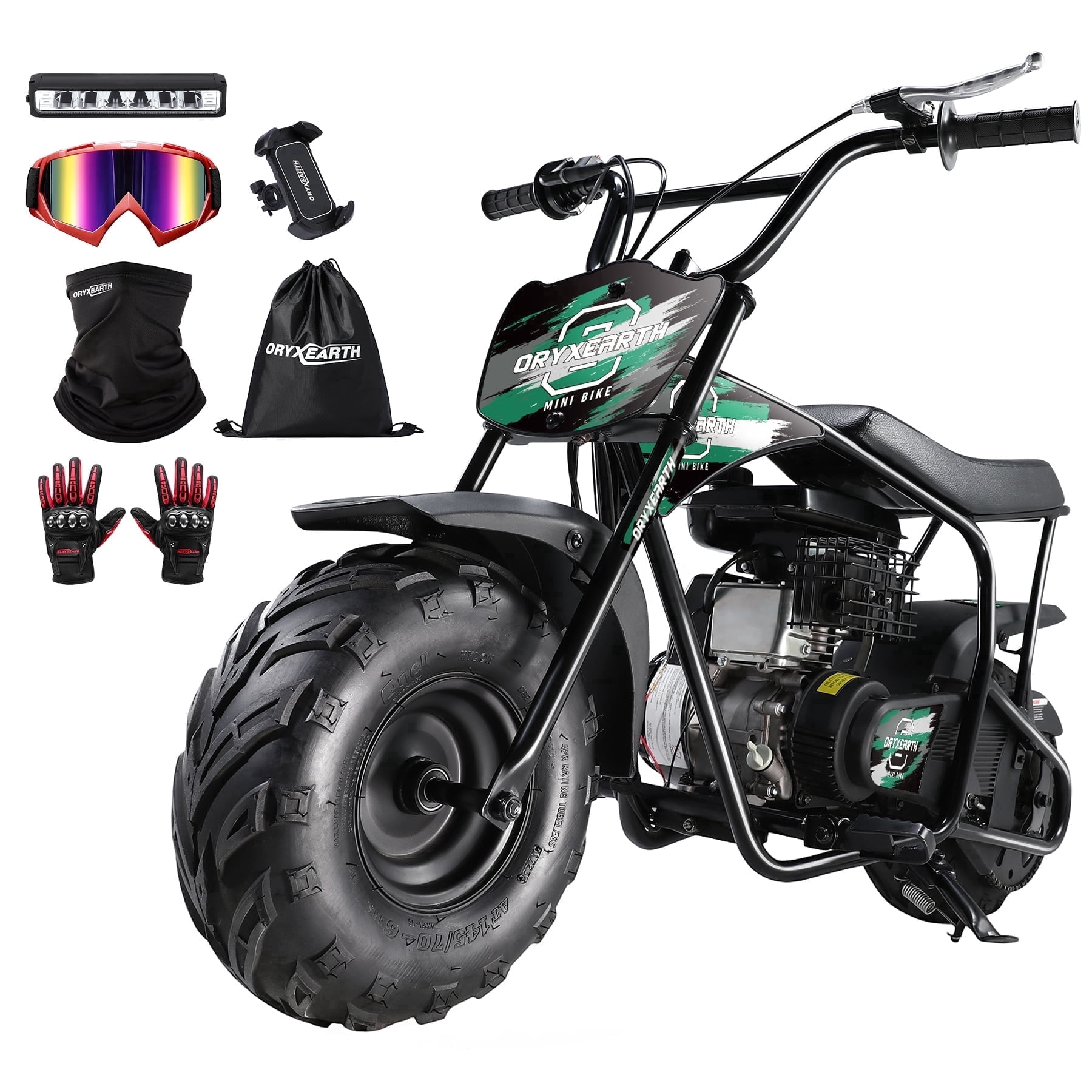 Oryxearth OGMR105 Max Mini Dirt Bike, 105cc 4-Stroke Gas Powered Off Road Bike for Teens and Adult, 28mph, Up to 165 LBS, Racing Green