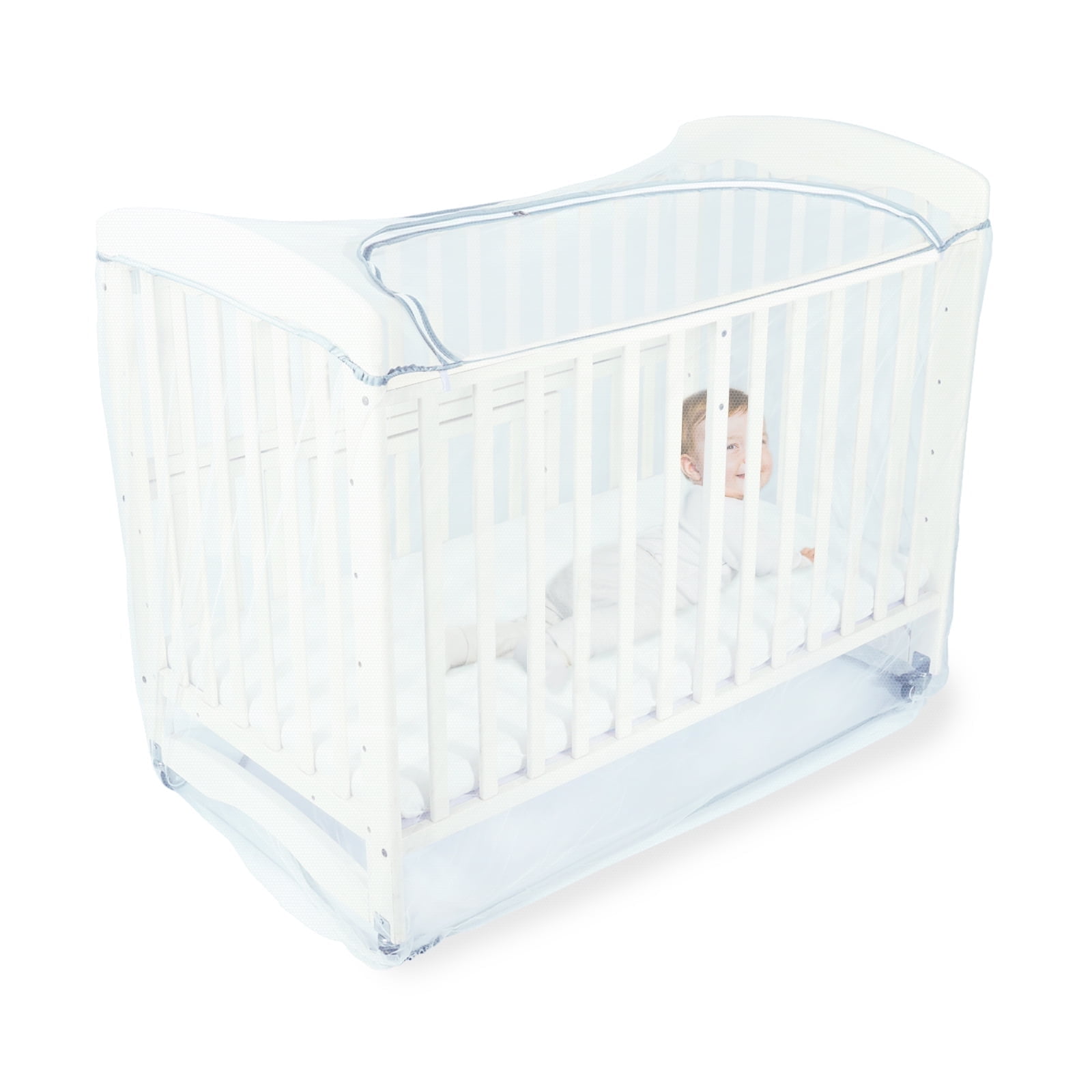 Orzbow Baby Crib Net to Keep Baby from Climbing Out, Encrypted Mosquito Net for Crib, Crib Safety Net with Two-Way Zippers, Durable and Breathable Mesh Cover, Falls and Mosquito Bites, White