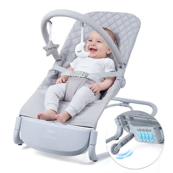 Orzbow Baby Electric Swing Rocker with Music Auto Motion Star & Moon Toy Bar 3-Point Safety Harness Multi-Function Soothing Design for Cozy Long-Sitting Comfort