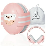 Orzbow Baby Noise Cancelling Headphones with Cute Bear Design for Babies Infant up to 48 Months, Ear Muffs Noise Protection with Non-Slip Band for Airplane Travel Sleep, Pink Bear