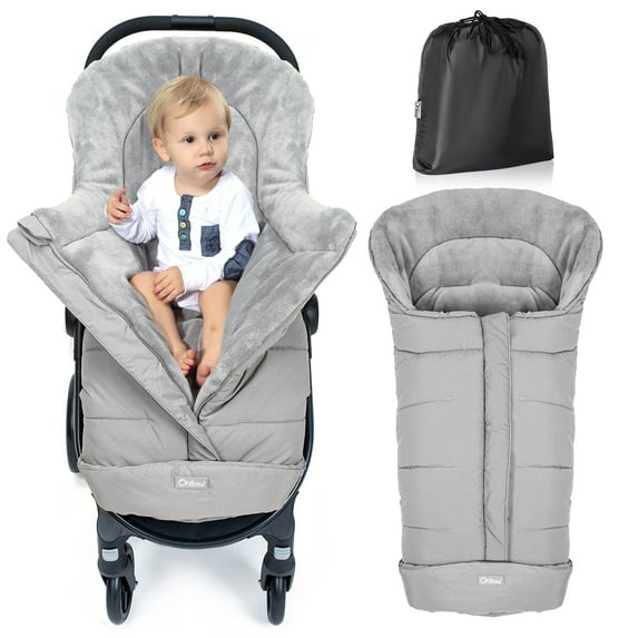 Orzbow Upgraded Warm Bunting Bag Universal, Stroller Sleeping Bag, Waterproof Toddler Footmuff(Light Grey)