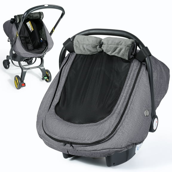 Orzbow Winter Baby Car Seat Cover, Universal Carseat Cover for Babies with Breathable Mesh Window, Cozy and Warm Car Seat Covers for Cold Weather, Dark Grey