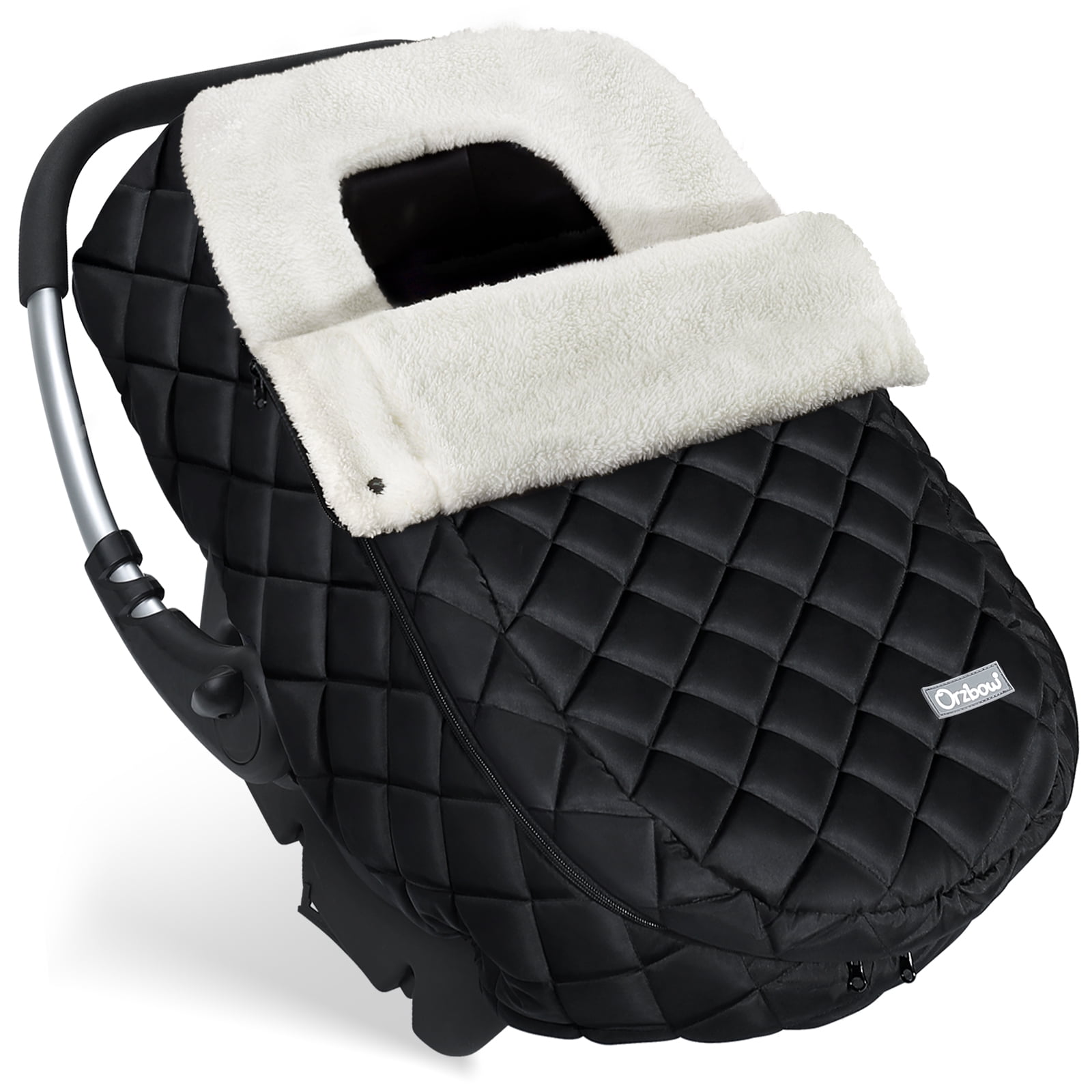 Orzbow Winter Baby Car Seat Cover, Warm Carseat Bunting Bag with Removable Zipper for Baby Boys & Girls, Waterproof Carseat Canopy Cover, Keeps Babies Warm and Cozy in Cold Weather, Black