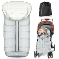 Orzbow Winter Stroller Bunting Bag,Universal Footmuff with Storage Bag,Waterproof Baby Stroller Sleeping Bag with Drawstring Hood,Multi-Zip,Quick Care,Easy in & Out,Fits Most Strollers (Light Grey)