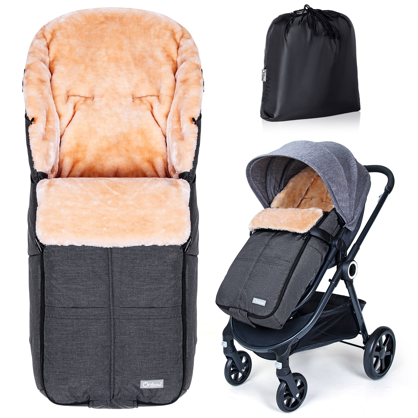 Orzbow Wool Warm Bunting Bag Universal,Suitable below 5 ℃,For Alaska,Stroller Sleeping Bag Cold Weather,Waterproof Toddler Footmuff,Dark Grey