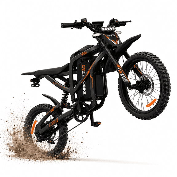 Orzel CYBER X Electric Dirt Bike for Adults Teens, 4000W Peak Motor, Speed Up to 45 MPH, 60V/40Ah Battery, 60-Mile Range, Full Suspension, All-Terrain Use, Urban/Off-Road E-Bike with NFC Card