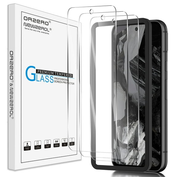 Orzero (3 Pack) Tempered Glass Screen Protector Compatible for Google Pixel 8a, with Alignment Frame Protector De Pantalla 2.5D Arc Edges High Definition Bubble Free Anti-Scratch