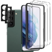 Orzero for SAMSUNG Galaxy S22 Tempered Glass Screen Protector and 2 Pack Camera Lens Protector with Alignment Frame 9 Hardness HD Anti-Scratch