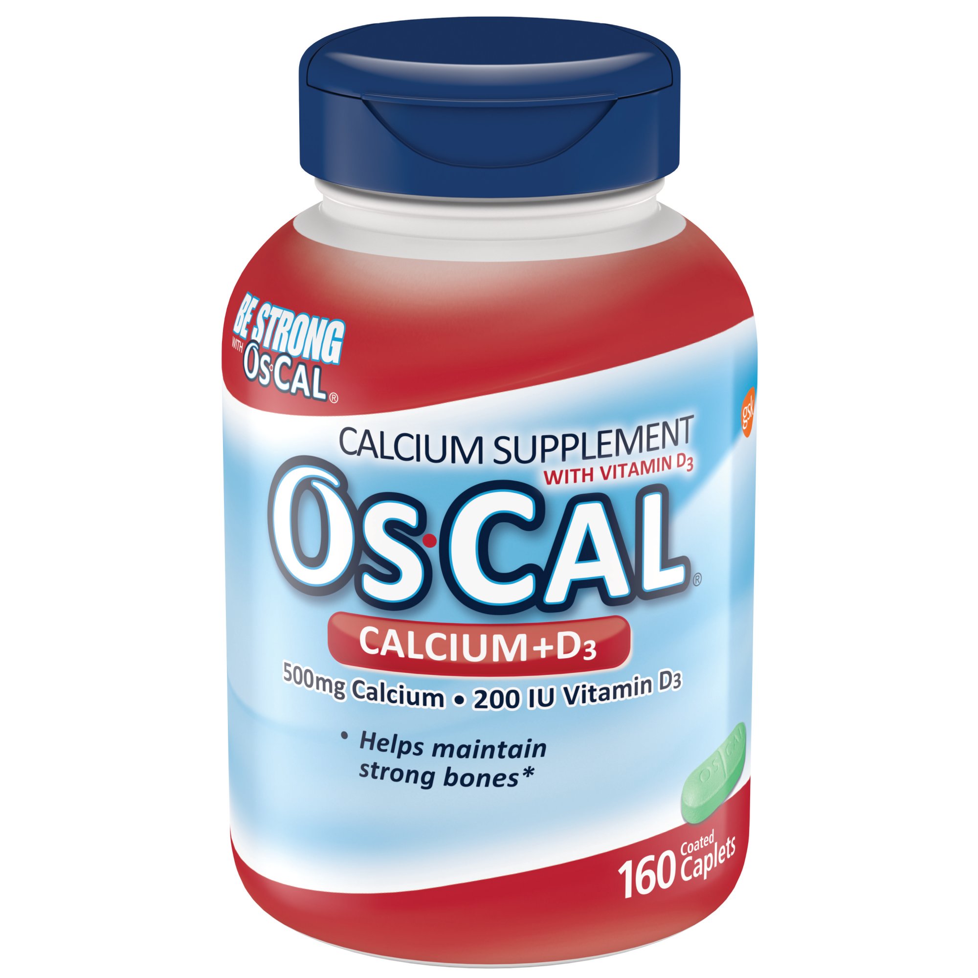 Os-Cal Calcium Plus D3 Supplement Coated Caplets, 160 Ct - image 1 of 7